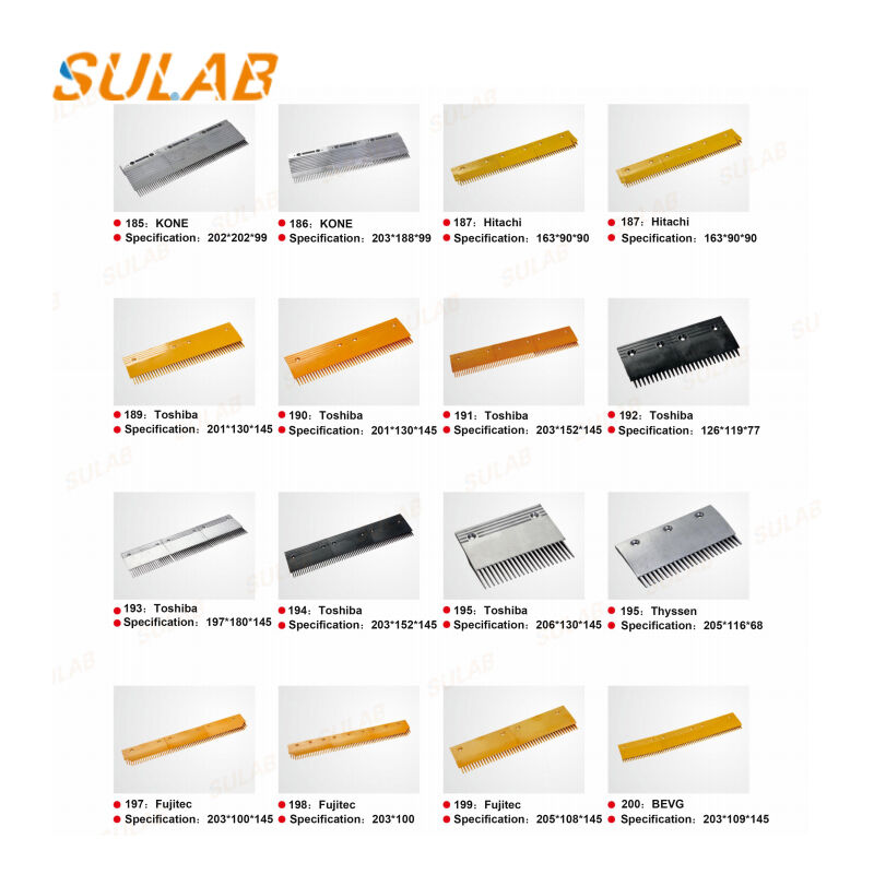Yellow Plastic Escalator Comb Plate with 22 Teeth and Safety Trigger for Moving Walkway Spare Parts